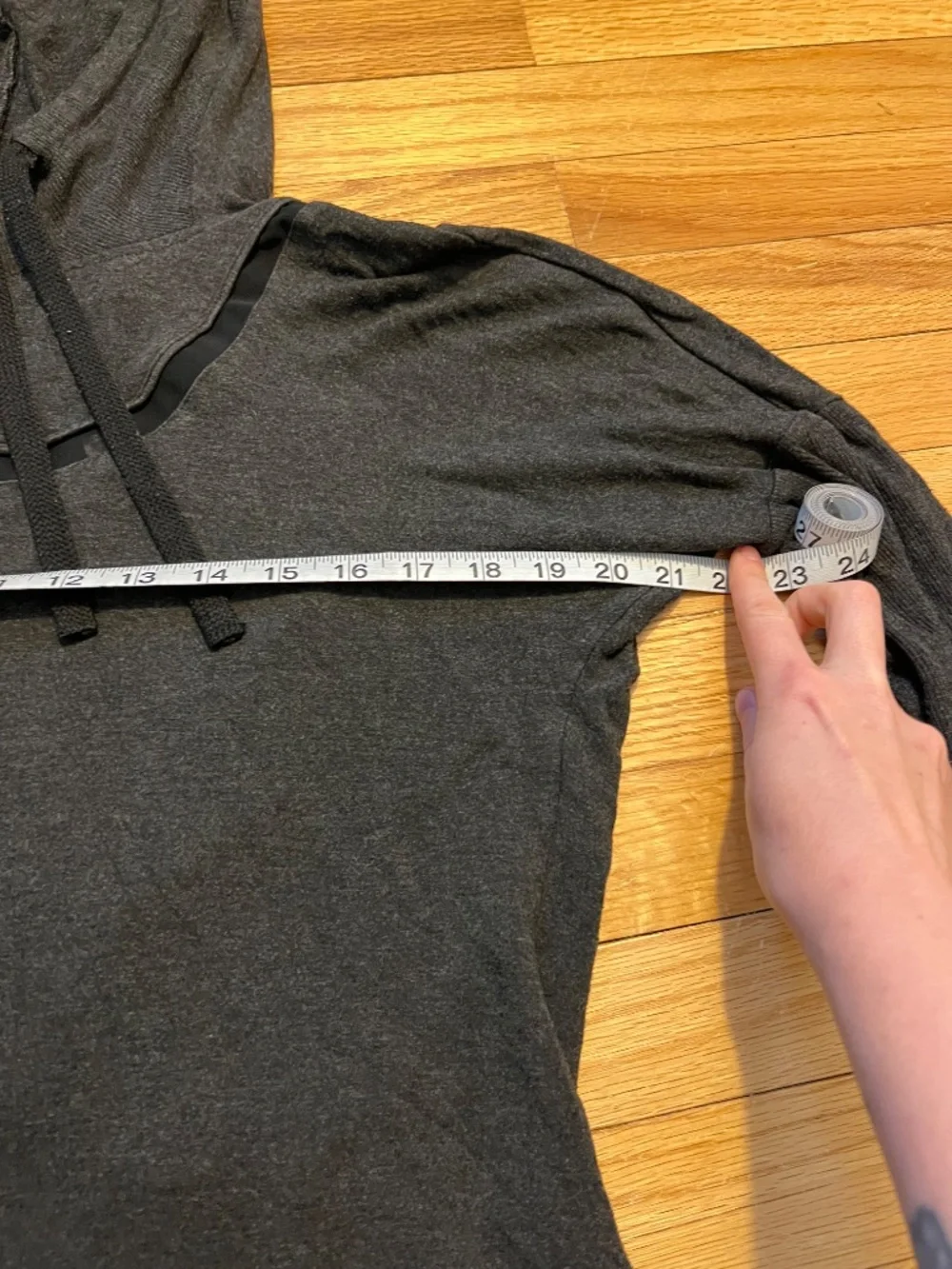 Alo Yoga Black and Gray Draped Back Sweater